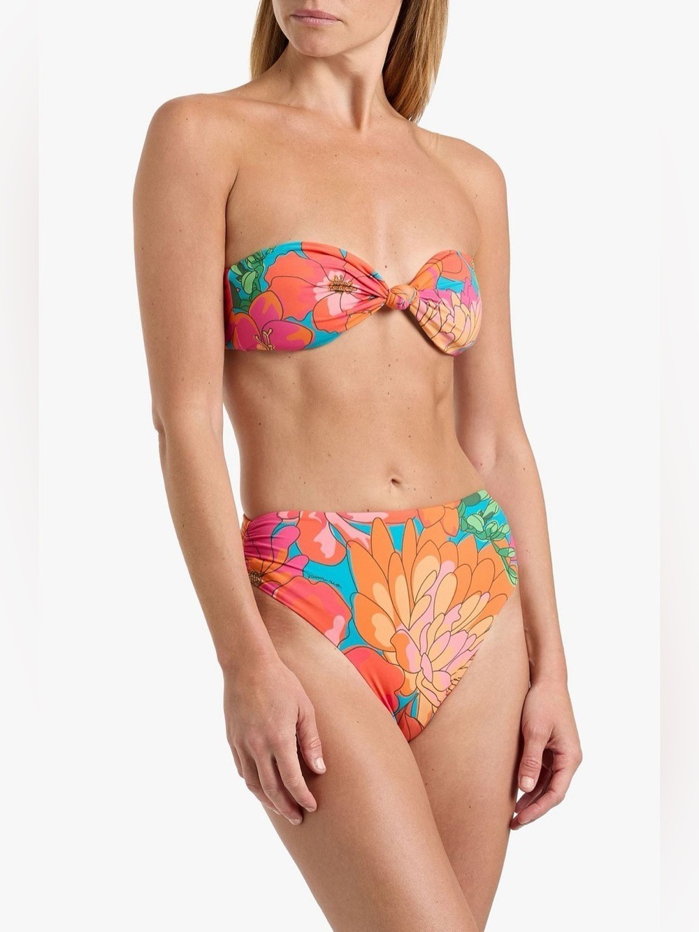 Set - Farm Rio Knotted floral-print bandeau bikini